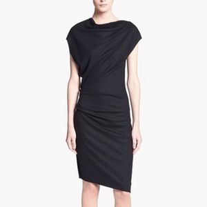 Helmet Lang Black Sonar Wool Asymmetrical Dress